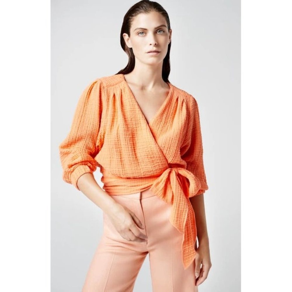 New Smythe | Wrap Tie Top in Tangerine